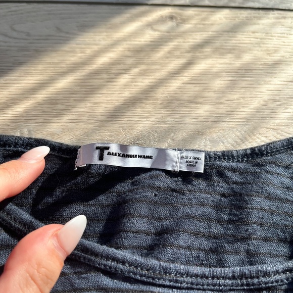 Alexander Wang Long Sleeve Scoop Neck T-Shirt - Blue & Black (Size XS) - Picture 6 of 6